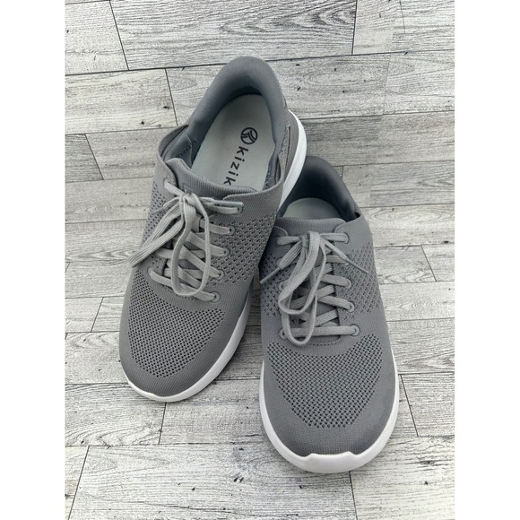 Kizik‎ Gray Sneakers Mens 8.5 Wide Womens 10 Wide Knit Lace Up Shoes